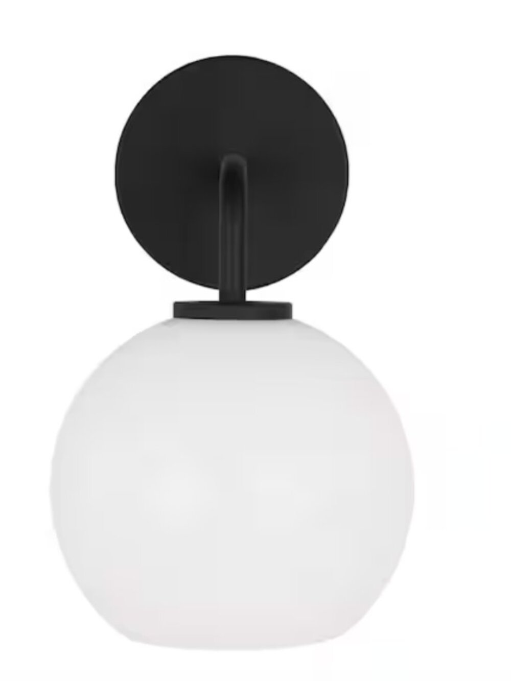 1-Light Midnight Black Bathroom Vanity Light with Milk Glass Shade (2 available)